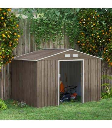 Outsunny Garden Shed Storage Unit withLocking Door Floor Foundation Vent Brown
