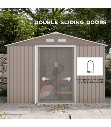 Outsunny Garden Shed Storage Unit withLocking Door Floor Foundation Vent Brown