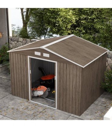 Outsunny Garden Shed Storage Unit withLocking Door Floor Foundation Vent Brown