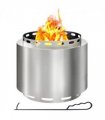 Outsunny 48.5cm Smokeless Wood Burning Firepit Stainless Steel Fire Pit, Silver