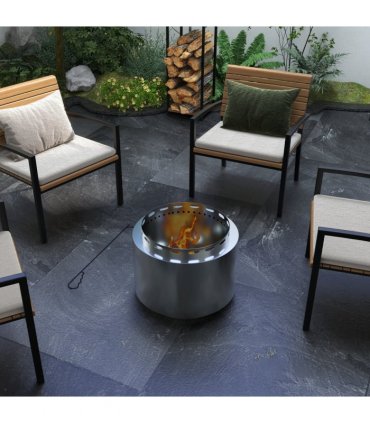 Outsunny 48.5cm Smokeless Wood Burning Firepit Stainless Steel Fire Pit, Silver