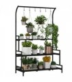 Outsunny 3 Tiered Plant Rack Stand with Hanging Hooks for Indoor Outdoor Use