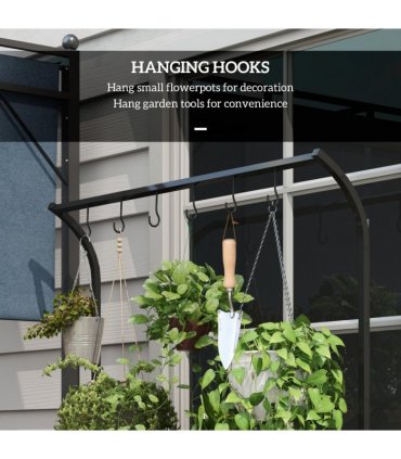 Outsunny 3 Tiered Plant Rack Stand with Hanging Hooks for Indoor Outdoor Use