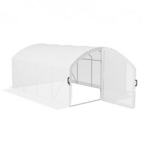 Polytunnel Greenhouse White Galvanised Steel Polyethylene 400L x 300W x 195Hcm
