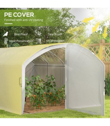 Polytunnel Greenhouse White Galvanised Steel Polyethylene 400L x 300W x 195Hcm
