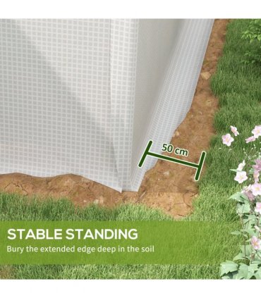Polytunnel Greenhouse White Galvanised Steel Polyethylene 400L x 300W x 195Hcm