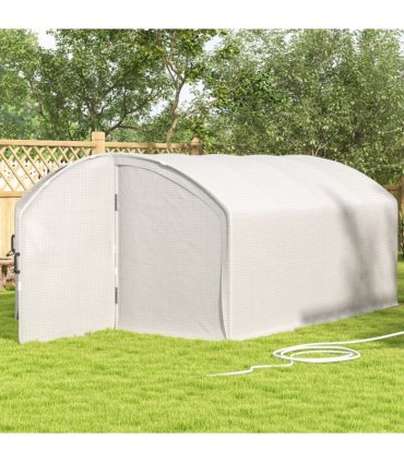 Polytunnel Greenhouse White Galvanised Steel Polyethylene 400L x 300W x 195Hcm
