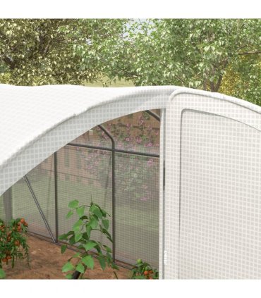 Polytunnel Greenhouse White Galvanised Steel Polyethylene 400L x 300W x 195Hcm