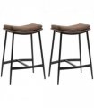 HOMCOM Breakfast Bar Stools Set of 2 Upholstered Barstools w/ Curved Seat Brown