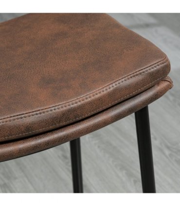 HOMCOM Breakfast Bar Stools Set of 2 Upholstered Barstools w/ Curved Seat Brown