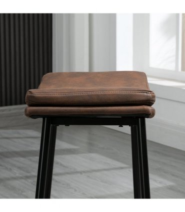 HOMCOM Breakfast Bar Stools Set of 2 Upholstered Barstools w/ Curved Seat Brown