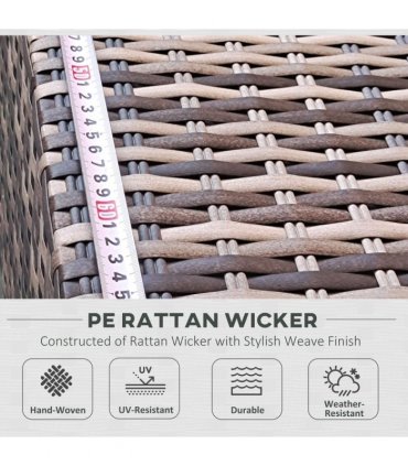 Garden Furniture Set 7PC Rattan Grey Galvanised Steel PE Rattan Polyester Glass