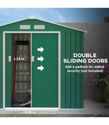 Outsunny Garden Shed Storage Unit w/Locking Door Floor Foundation Vent Green