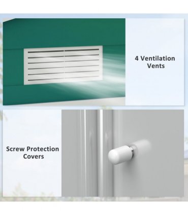 Outsunny Garden Shed Storage Unit w/Locking Door Floor Foundation Vent Green
