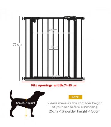 PawHut Adjustable Safety Gate w/ 1 Extensions and Four Adjustable Screws, Black