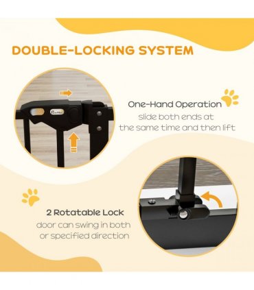 PawHut Adjustable Safety Gate w/ 1 Extensions and Four Adjustable Screws, Black