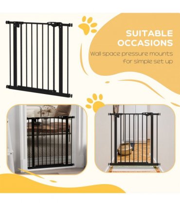 PawHut Adjustable Safety Gate w/ 1 Extensions and Four Adjustable Screws, Black