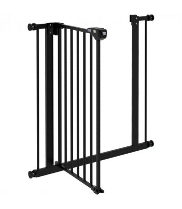 PawHut Adjustable Safety Gate w/ 1 Extensions and Four Adjustable Screws, Black