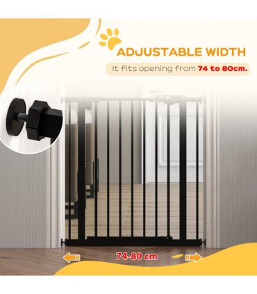 PawHut Adjustable Safety Gate w/ 1 Extensions and Four Adjustable Screws, Black