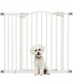 PawHut 74-94cm Adjustable Metal Pet Gate Safety Barrier w/ Auto-Close White