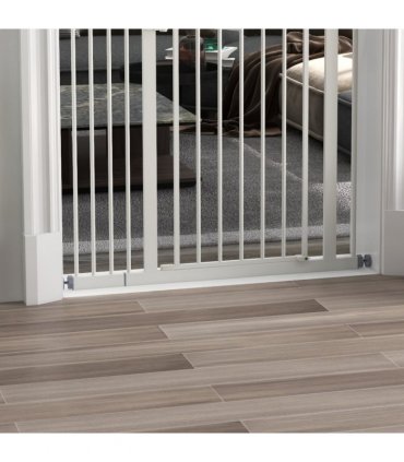 PawHut 74-94cm Adjustable Metal Pet Gate Safety Barrier w/ Auto-Close White