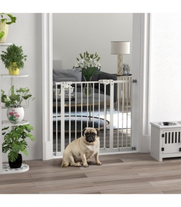 PawHut Adjustable Safety Gate w/ 1 Extensions and Four Adjustable Screws, White