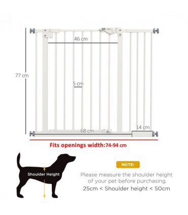 PawHut Adjustable Safety Gate w/ 1 Extensions and Four Adjustable Screws, White