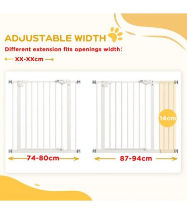 PawHut Adjustable Safety Gate w/ 1 Extensions and Four Adjustable Screws, White