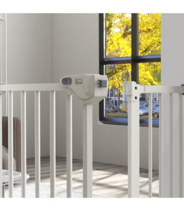 PawHut Adjustable Safety Gate w/ 1 Extensions and Four Adjustable Screws, White
