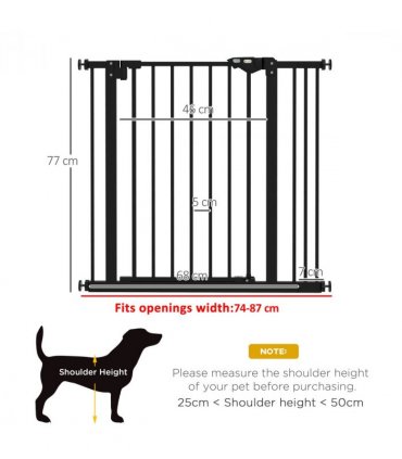 PawHut Adjustable Safety Gate w/ 1 Extensions and Four Adjustable Screws, Black