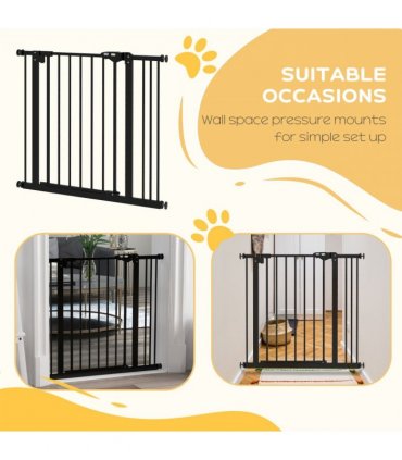 PawHut Adjustable Safety Gate w/ 1 Extensions and Four Adjustable Screws, Black