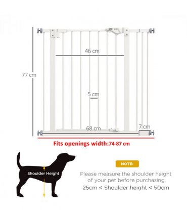 PawHut Adjustable Safety Gate w/ 1 Extensions and Four Adjustable Screws, White