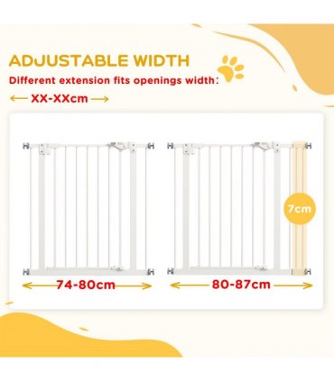PawHut Adjustable Safety Gate w/ 1 Extensions and Four Adjustable Screws, White