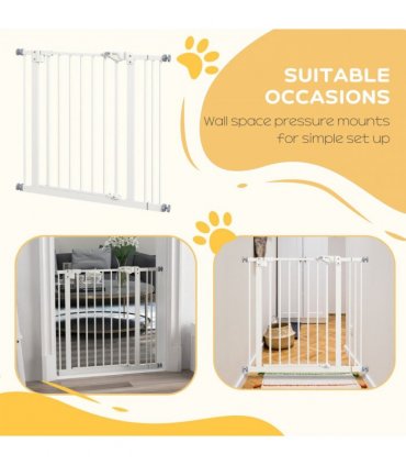 PawHut Adjustable Safety Gate w/ 1 Extensions and Four Adjustable Screws, White