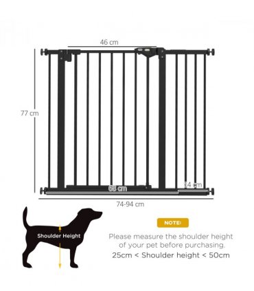 PawHut Adjustable Safety Gate w/ 1 Extensions and Four Adjustable Screws, Black