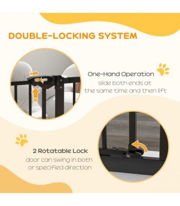 PawHut Adjustable Safety Gate w/ 1 Extensions and Four Adjustable Screws, Black