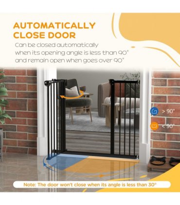 PawHut Adjustable Safety Gate w/ 1 Extensions and Four Adjustable Screws, Black