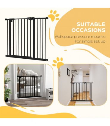 PawHut Adjustable Safety Gate w/ 1 Extensions and Four Adjustable Screws, Black