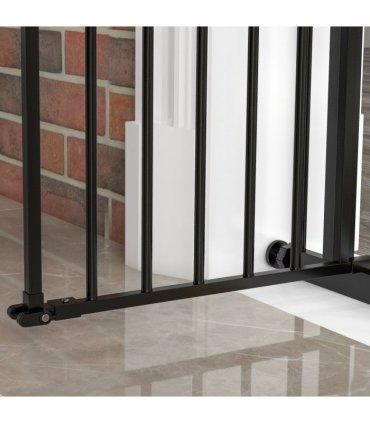 PawHut Adjustable Safety Gate w/ 1 Extensions and Four Adjustable Screws, Black