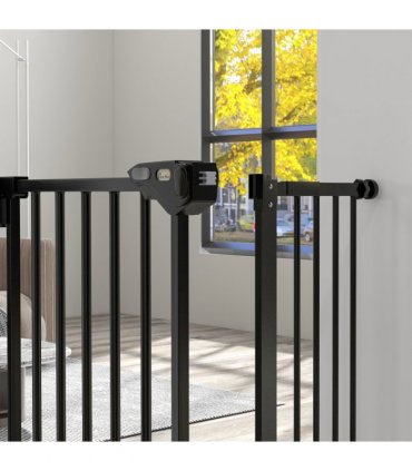 PawHut Adjustable Safety Gate w/ 1 Extensions and Four Adjustable Screws, Black