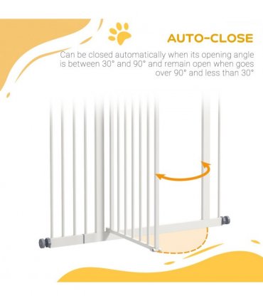 Pet Gate Metal Plastic White Adjustable 74-94cm Safety Barrier Auto-Close Door