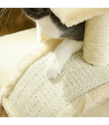 PawHut 72cm Cat Tree Climbing Tower with Sisal Scratching Post - Cream White