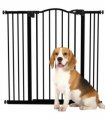 Pet Gate Metal Black 100L x 3.5W x 94Hcm Adjustable Safety Barrier Auto-Close