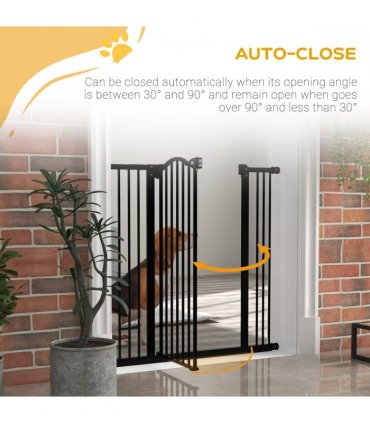 Pet Gate Metal Black 100L x 3.5W x 94Hcm Adjustable Safety Barrier Auto-Close