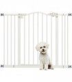 PawHut 74-100cm Adjustable Metal Pet Gate Safety Barrier w/ Auto-Close White