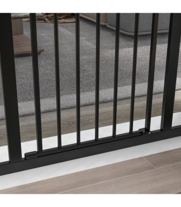 PawHut 74-100cm Adjustable Metal Pet Gate Safety Barrier w/ Auto-Close Black