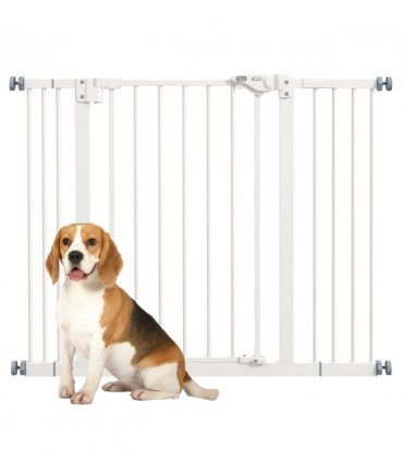 PawHut Adjustable Safety Gate w/ 2 Extensions and Four Adjustable Screws, White