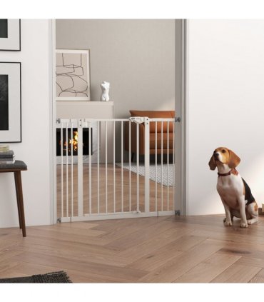 PawHut Adjustable Safety Gate w/ 2 Extensions and Four Adjustable Screws, White