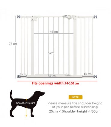 PawHut Adjustable Safety Gate w/ 2 Extensions and Four Adjustable Screws, White