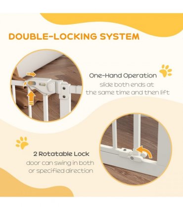 PawHut Adjustable Safety Gate w/ 2 Extensions and Four Adjustable Screws, White